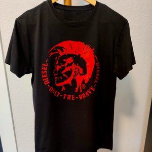 Diesel Only The Brave Mohawk Logo Short Sleeve T-shirt Size Medium Black